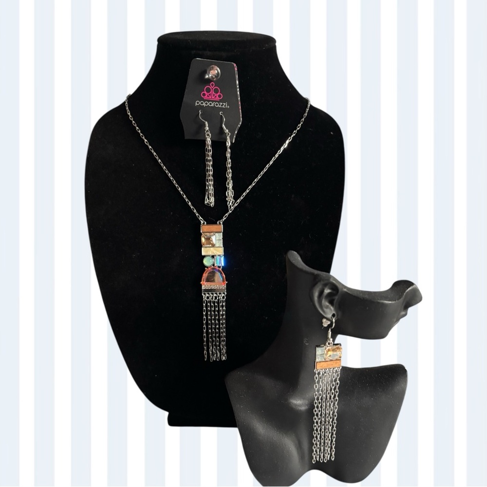 Paparazzi Silver Necklace with Multicolor Accents